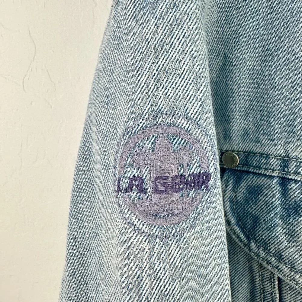 Vintage‎ L.A Gear Jean Jacket Mens S Blue Denim Retro Minimalist Logo